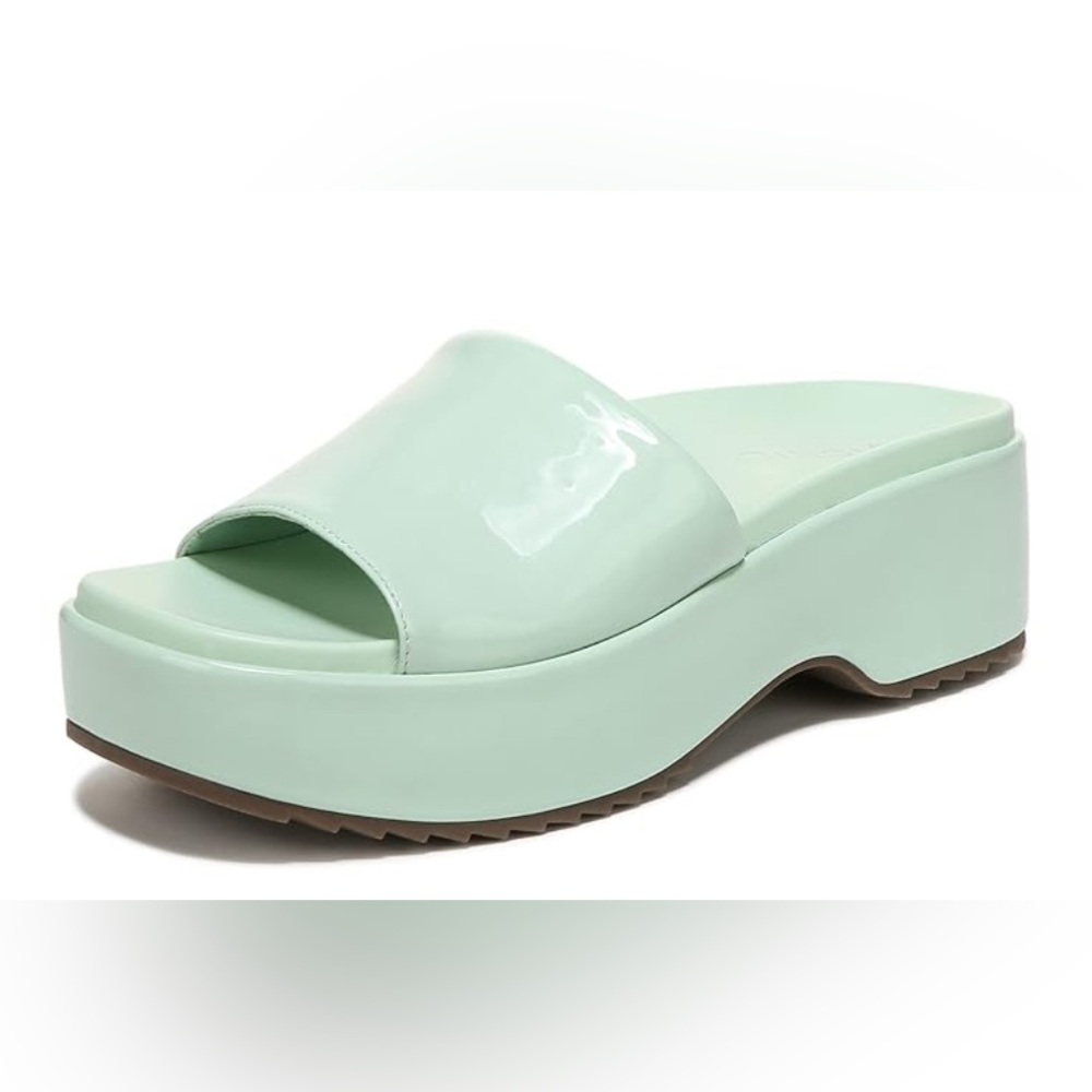 NIB [Vionic] Trista Slide Platform Sandals in Menta Patent (green) Womens 7 or 8 - Picture 3 of 17
